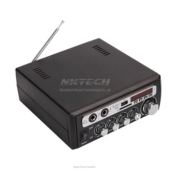 Auto Zosilňovač Kinter-002 Digitálny Audio Prehrávač 2x25W Hi-Fi Stereo BASS USB SD MP3 FM 12V 220-240V Dual Karaoke MIKROFÓN Pre ECHO