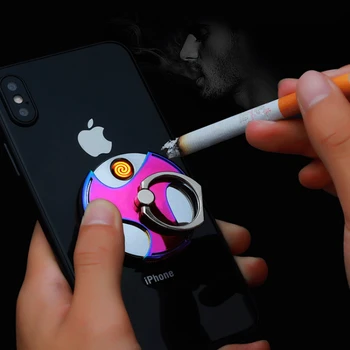 Elektrická Cigareta Cievka Krúžok Zapaľovače USB Nabíjateľné Flameless Kovové Telefón Krúžok Stojan, Držiak Prst Grip 360 Stupňov Rotácie