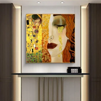 Gustav Klimt Kiss A Slzy Zlata Plátne, Obrazy Na Stenu, Umenie Plagáty A Vytlačí Klimt Známeho diela Obrázky Domov Stenu Decor