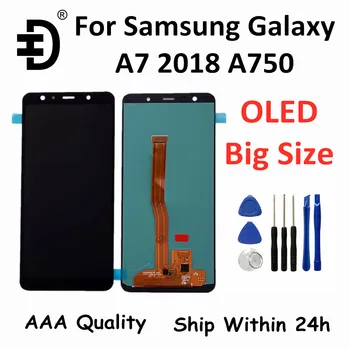 HD OLED LCD Samsung Galaxy A7 2018 A750F LCD Displej Dotykový Displej Digitalizátorom. Montáž Pre Samsung A750 SM-A750F LCD Displej