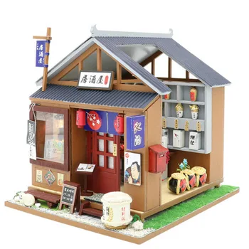 Kreatívne Japonskom Štýle DIY Drevené Jeseň Obchod s potravinami Architektonický Model Ručne Zmontované Hrať Houes Model Hračky Darček