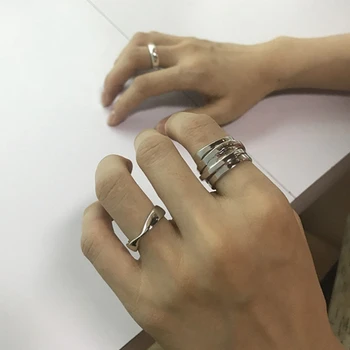LouLeur 925 sterling silver s Multi-vrstvou vinutia prstene strieborné módne osobnosti otvoriť prstene pre ženy 2019 nové kreatívne šperky