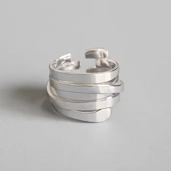 LouLeur 925 sterling silver s Multi-vrstvou vinutia prstene strieborné módne osobnosti otvoriť prstene pre ženy 2019 nové kreatívne šperky
