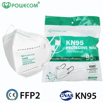 POWECOM FFP2 KN95 pleťové Masky 5 Vrstiev 95% Filtrovanie Effection Bezpečnosti Tvár, Ústa Maska CE Certifikácia KN95 Krytie Masky pre Dospelých