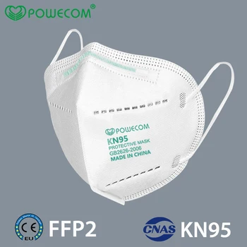 POWECOM FFP2 KN95 pleťové Masky 5 Vrstiev 95% Filtrovanie Effection Bezpečnosti Tvár, Ústa Maska CE Certifikácia KN95 Krytie Masky pre Dospelých