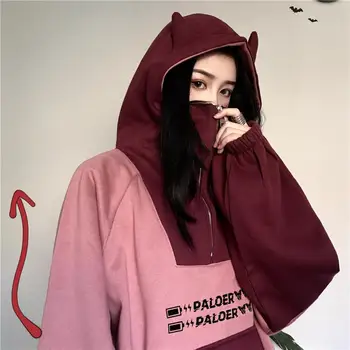 Žaba Anime Hoodie Ženy Fialová Dlhý Rukáv Nadrozmerné Streetwear Kpop Gotický Cosplay Zimné Harajuku Oblečenie Mikina 2020 Nové