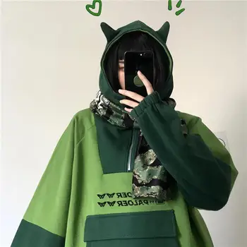 Žaba Anime Hoodie Ženy Fialová Dlhý Rukáv Nadrozmerné Streetwear Kpop Gotický Cosplay Zimné Harajuku Oblečenie Mikina 2020 Nové