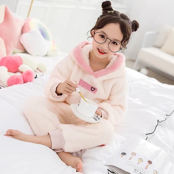 Deti pyžamo nastaviť zimné baby girl cartoon bežné deti pyžamá 2 ks Flanelové deti sleepwear pijama bebe