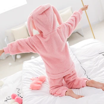 Deti pyžamo nastaviť zimné baby girl cartoon bežné deti pyžamá 2 ks Flanelové deti sleepwear pijama bebe