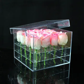 Materiál akryl make-up Organizátor Box Kozmetická taštička Ruže Kvet Box S Vekom make-up Organizátor Úložný Box na kvet