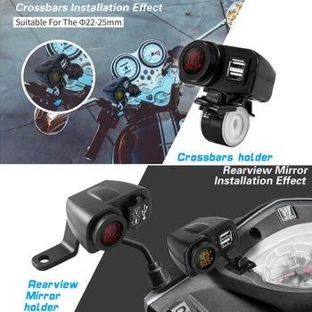 12 4.2 Motocykel Duálny USB Nabíjačka Moto 2.1+2.1 12V 5V USB Nabíjačku s Voltmeter LED Displej Zásuvky Motocross Nabíjačky