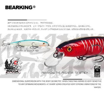Bearking 128mm 23g New horúce model profesionálnej kvalite rybárske nástrahy pevného návnadu ponoriť 1,5 m kvality wobblers minnow