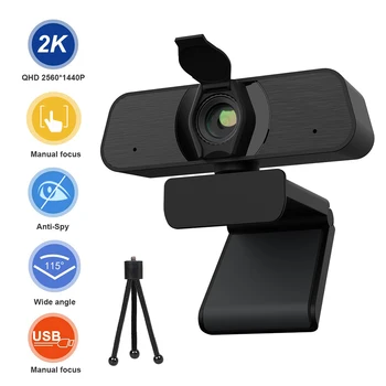 C90 2K Webkamera s Mikrofónom, USB Ovládač Zadarmo Smart TV Počítač Webová Kamera na Video Konferencie Živé Vysielanie