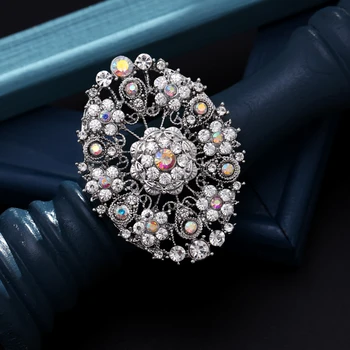 ZOSHI Retro Starožitné Strieborné Pozlátené Crystal Kamienkami Kvet Kolíky a Brošne pre Ženy Elegantné Šaty Strany Kytice, Darčeky