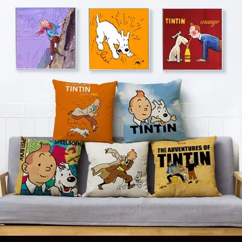 Komické Adventures Of Tintin Tlač Hodiť Vankúš 45*45 Textilné Vankúš Bielizeň, Obliečky Na Vankúš Sofa Domova Vankúše Prípadoch