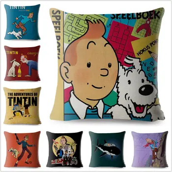 Komické Adventures Of Tintin Tlač Hodiť Vankúš 45*45 Textilné Vankúš Bielizeň, Obliečky Na Vankúš Sofa Domova Vankúše Prípadoch