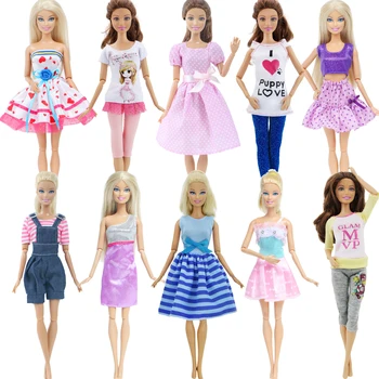 Ručné 10 Ks/Set Módny Dizajn Šaty Vybavy Ušľachtilý Party Šaty Bežné Nosenie Oblečenie pre Bábiku Barbie Príslušenstvo Deti Dom Hračka