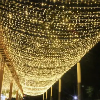 4M 8M 12M 16M 20M Vianočné Osvetlenie Vonkajšie Garland LED Záves String Svetlá Záhrada Garland Ulici Deco Dekoratívne Rozprávkových Svetiel