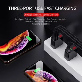 EÚ Usb nabíjačka 3 port LED Displej, rýchly konektor nabíjačky pre iPhone Samsung Xiao Tapety na Stenu Cestovné Smart Ploche Telefónu, Nabíjačky