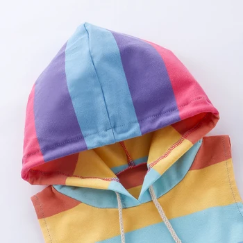 Pudcoco USPS Rýchle dodanie Sladké Deti Baby Girl Letné Šaty Tlač Rainbow Pruhované Šaty Vybavy Sunsuit 1-7Y