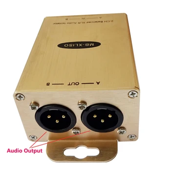 Dvojriadkový Úrovni Izolant Vyváženej Úrovne Linky Audio Zem Slučky Izolant 2-CH XLR Line Úrovni Audio Hluku Eliminator