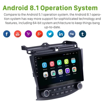 Seicane 10.1 palcov, RAM 1GB Quad-Core Android 8.1 Auto Rádio Prehrávač, GPS Navigáciu Stereo Multimediálne Pre Honda Accord 7 2003-2007