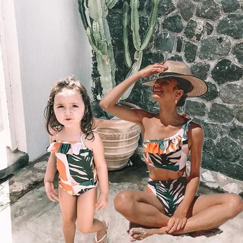Matka Dcéra Plavky 2019 Lete Opustí Rodinu Zodpovedajúce Plavky Sady Maminku a Mňa Oblečenie Holiday Beach Sexy Bikiny Žien