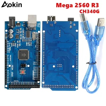 Mega 2560 R3 Mega2560 REV3 Pre Arduino 2560 MEGA2560 R3 ATmega2560-16AU CH340 CH340G Doska S USB Kábel Kompatibilné