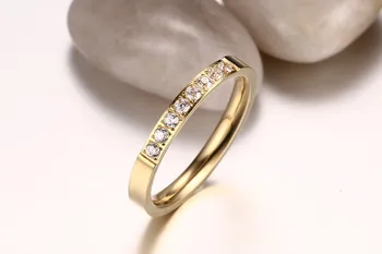 ZORCVENS Značky Luxus Rakúskej Crystal Nehrdzavejúcej Ocele Prst Večnosti Krúžok AAA Cubic Zirconia Krúžok Zlata-Farebná Šperky