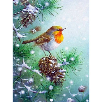 Diamond Maľby Plné Námestie Vták Diamond Výšivky Mozaiky Cross Stitch Zimné, Vianočné Dekorácie Pre Domov