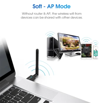 EDUP USB, WiFi, Bluetooth Adaptér AC 600, Dual Band 2.4 G/5G USB, Ethernet, WiFi Dongle Prijímač Bezdrôtovej Sieťovej Karty pre PC, Notebook