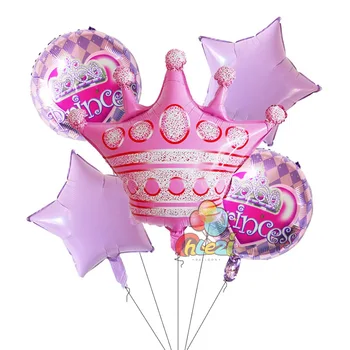 5 ks Modrá Ružové Veľké Koruny balóny 18-palcové Princ, Princezná Hélium balón Narodeniny, party dekorácie Deti hračky dieťa sprcha