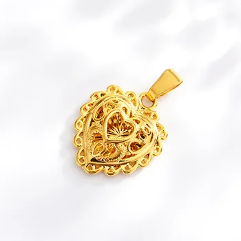Móda 14K Zlata s Príveskom, 3D Tvare Srdca Zlatý Náhrdelník s Príveskom, Č Reťazca Duté Zlaté Šperky pre Ženy Výročie Svadby Darček