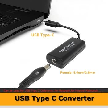 Dc Napájací Adaptér Konektor Converter 5.5*2.1 mm Samica na USB Typu C Konektor Converter pre Lenovo, Dell, Hp, Asus Notebook, Nabíjačka maximálne 45 w