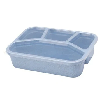 Pšeničnej Slamy Lunch Box Prenosný Štyri Ikony Piknik Jedlo Bento Box Pre Mikrovlnná Bolsa Termica Lancheira