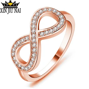 Zirconia Infinity Krúžok ružové Zlato a Striebro Dve farebné Módne Svadobné / 8-krúžok Žien Romantický Značky diamantové prstene pre ženy