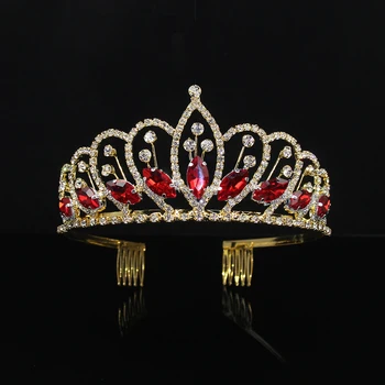 AINAMEISI Luxusné Crystal Svadobné Tiaras Princezná Korún Kráľovná Sprievod Prom Zlato Drahokamu Ženy, Svadobné Vlasy Príslušenstvo