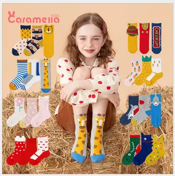 [Caramella] 6 Ks/Veľa Baby Ponožky Nastaviť Nové Dieťa Batoľa Dievča, Chlapec Deti Krátke Ponožky Bavlna 0-3 Rokov, na Jar, Jeseň