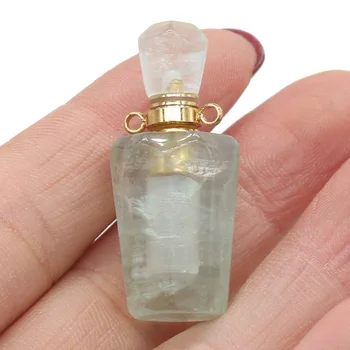 Prírodný Kameň Parfum Fľašu Prívesok Trendy Rose Quartzs zobrazili kľúčové tlačidlá pre Ženy Šperky Čo DIY Náhrdelník Príslušenstvo, Vynikajúci Darček