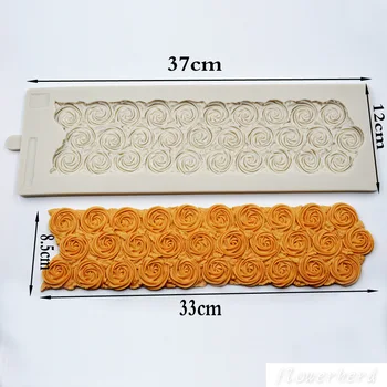 37*12 cm Cukru Rose Plesne DIY Svadbu, Narodeninovú Tortu Formy Fondant Formy Silikónové Formy pre 3D Remesiel Cake Zdobenie Nástroje