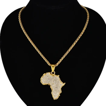 Osobnosti Afrika Mapa Náhrdelník Prívesok pre Ženy, Mužov, Zlatá Farba Nehrdzavejúcej Ocele Etiópskej Šperky