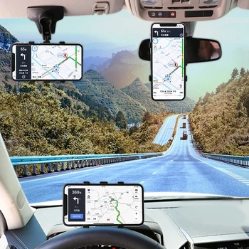 3 v 1 HUD Palubnej doske Auta, Telefón Držiak o 360 Stupňov a Mobilné Stojany Spätné Zrkadlo Slnečná Clona Do Auta GPS Navigácie Držiak Podporu