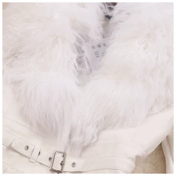 2020 zimné nové dámske elegantné Bavlna kabát žena retro kožušiny golier, opasok pás PU kožené bundy, krátke bundy