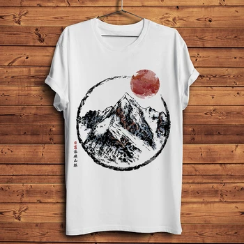Západ slnka v Rocky Mountain vintage vtipné tričko mužov nová biela bežné homme cool Atrament maľovanie štýl t-shirt unisex