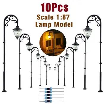 1:87 Retro Model Pouličné Lampy Rozloženie Lamppost Záhrada Krajiny Svetlo Železničný Vlak Lampa DIY Micro Krajiny Dekor Hra Sandbox