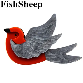 FishSheep Vintage Akryl Vtákov Kolíky A Brošne Pre Ženy, Deti Roztomilý Zvierat Lietajúci Vták Brošňa Odznak Módne Dámske Príslušenstvo