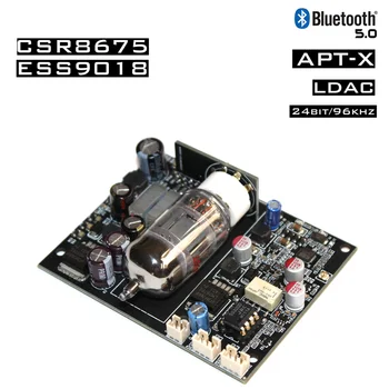 12AU7 Trubice CSR8675 Bluetooth 5.0 Audio Prijímač Rady HIFI ES9018 dekodér DAC (digital signal AUX F/ DC 12v 24v auto Zosilňovač