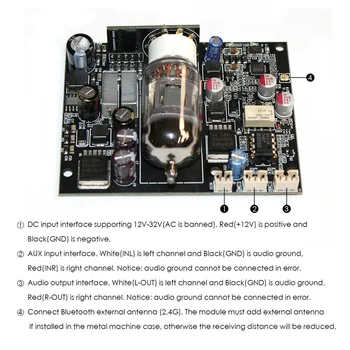12AU7 Trubice CSR8675 Bluetooth 5.0 Audio Prijímač Rady HIFI ES9018 dekodér DAC (digital signal AUX F/ DC 12v 24v auto Zosilňovač