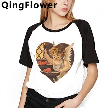 Estetické Módne Anjel Harajuku T Shirt Ženy Grafické Ullzang Streetwear T-shirt 90. rokov Tričko Grunge kórejský Štýl Top Tees Žena