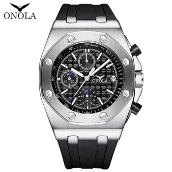 ONOLA značky Vojenské bežné quartz hodinky mužov oceľovou luxuri klasické náramkové hodinky chronograf kalendár nepremokavé pánske hodinky